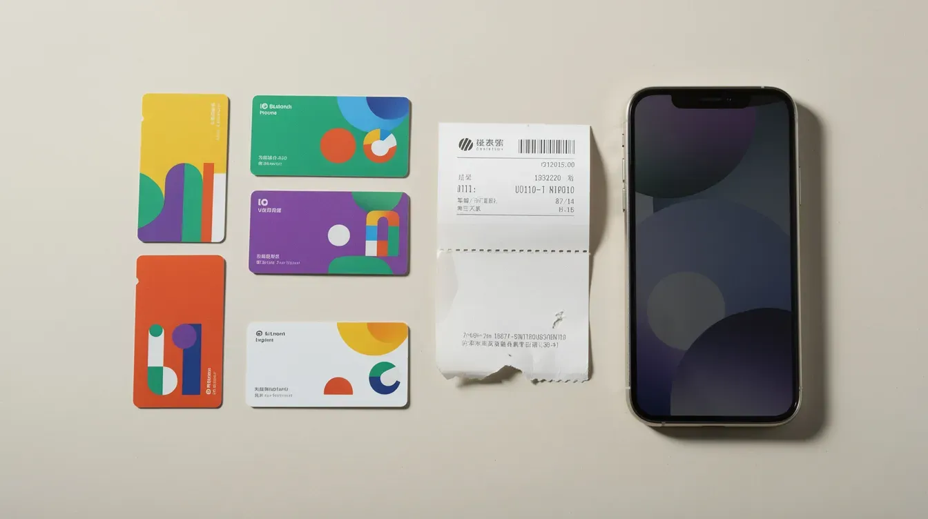 The image features a vibrant collection of smart transit cards, including the gold and blue Nol cards, alongside a paper ticket, all neatly arranged next to a smartphone displaying the Dubai Metro app. This setup highlights the convenience of using RTA's transportation services and fare calculator for a smoother journey across Dubai's metro stations.