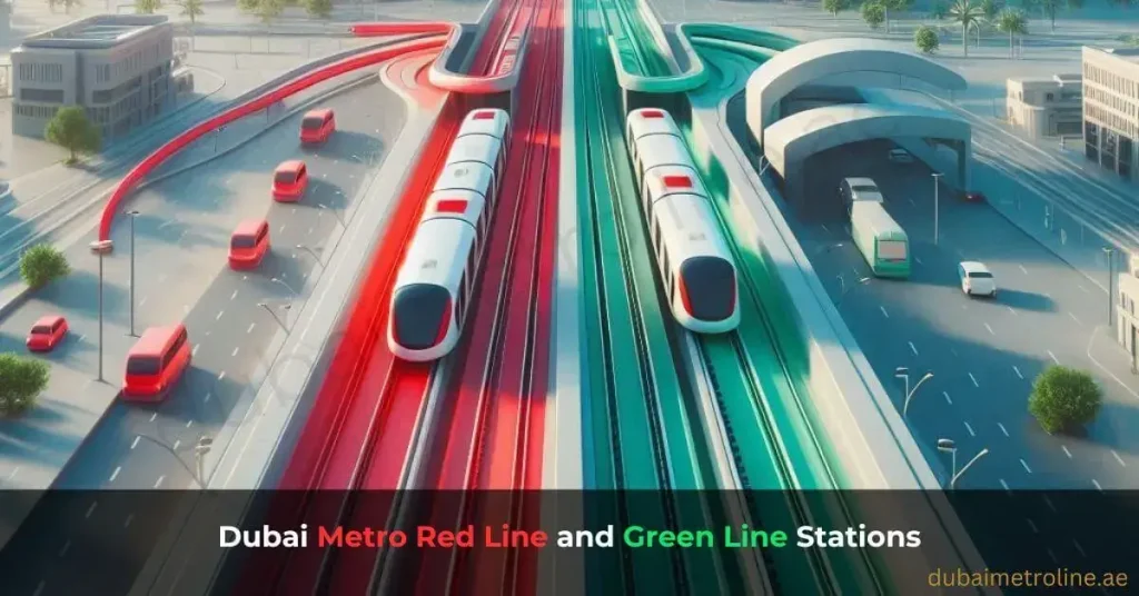 Dubai Metro Red Line and Green Line Stations