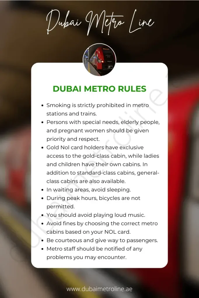 Dubai Metro Rules