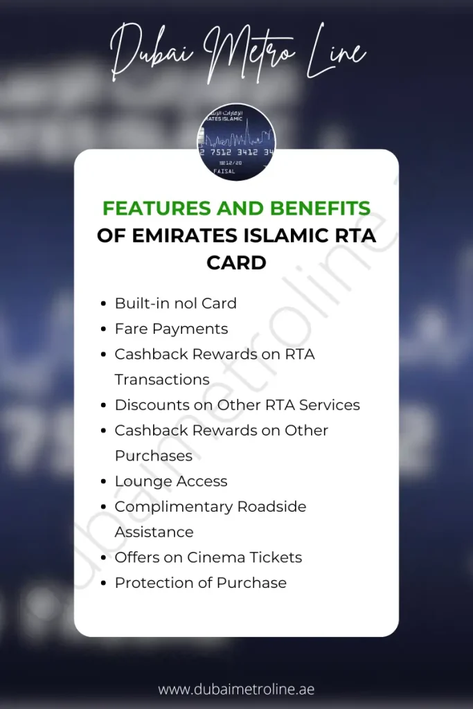 Features and Benefits of Emirates Islamic RTA Card