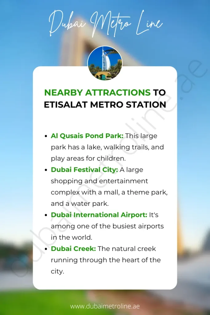 Nearby Attractions to Etisalat Metro Station