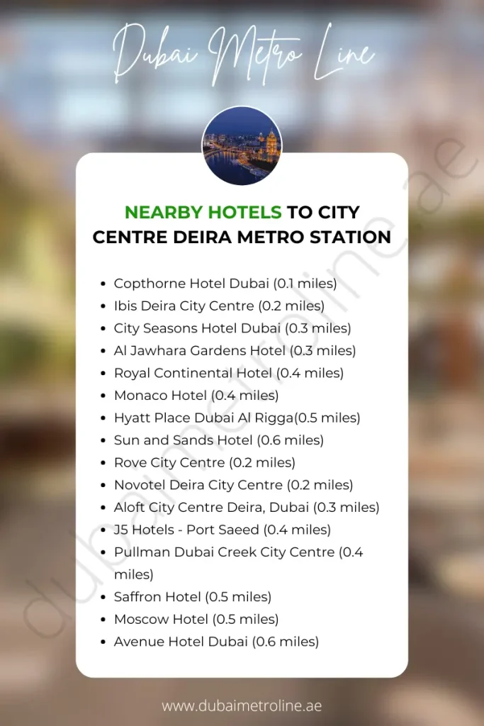 Nearby Hotels to City Centre Deira Metro Station