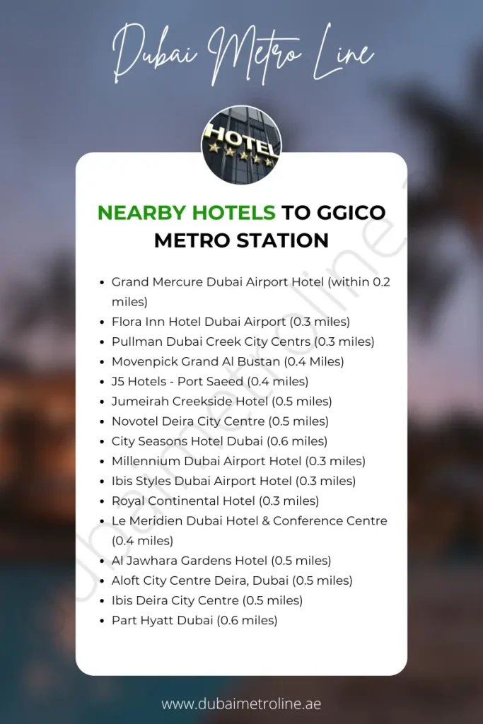 Nearby Hotels to GGICO Metro Station