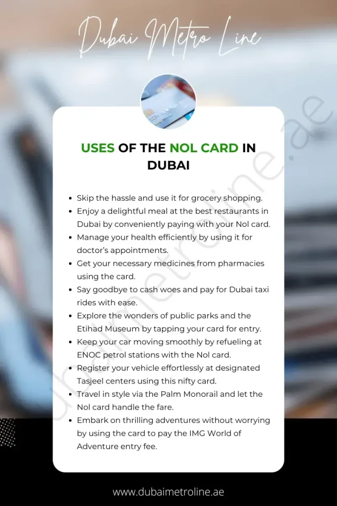 Uses of the Nol Card in Dubai