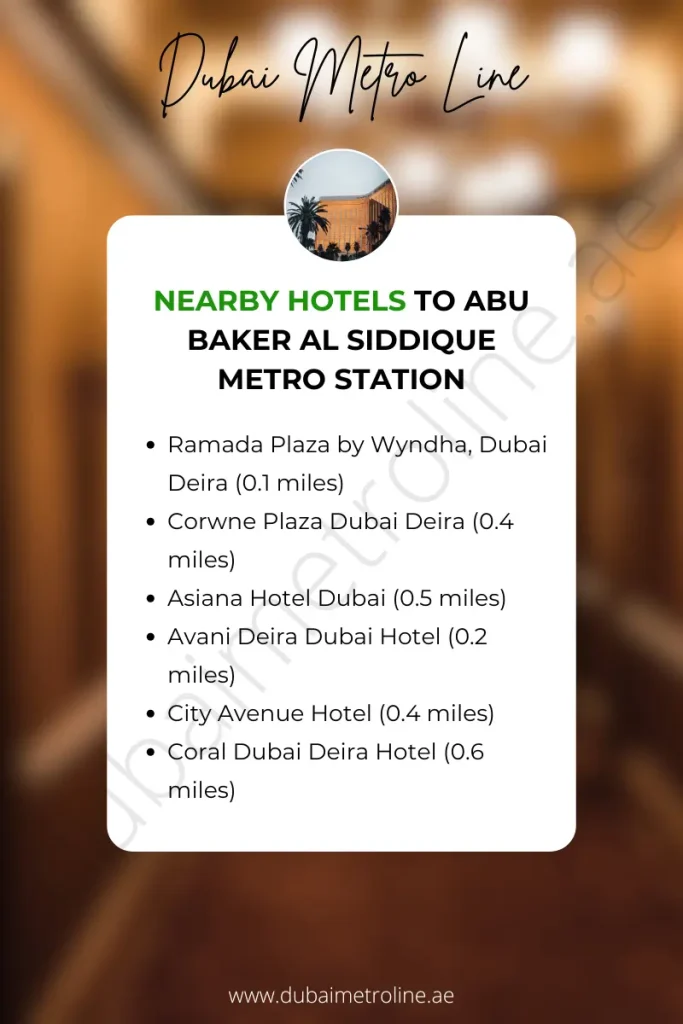 Nearby Hotels to Abu Baker Al Siddique Metro Station