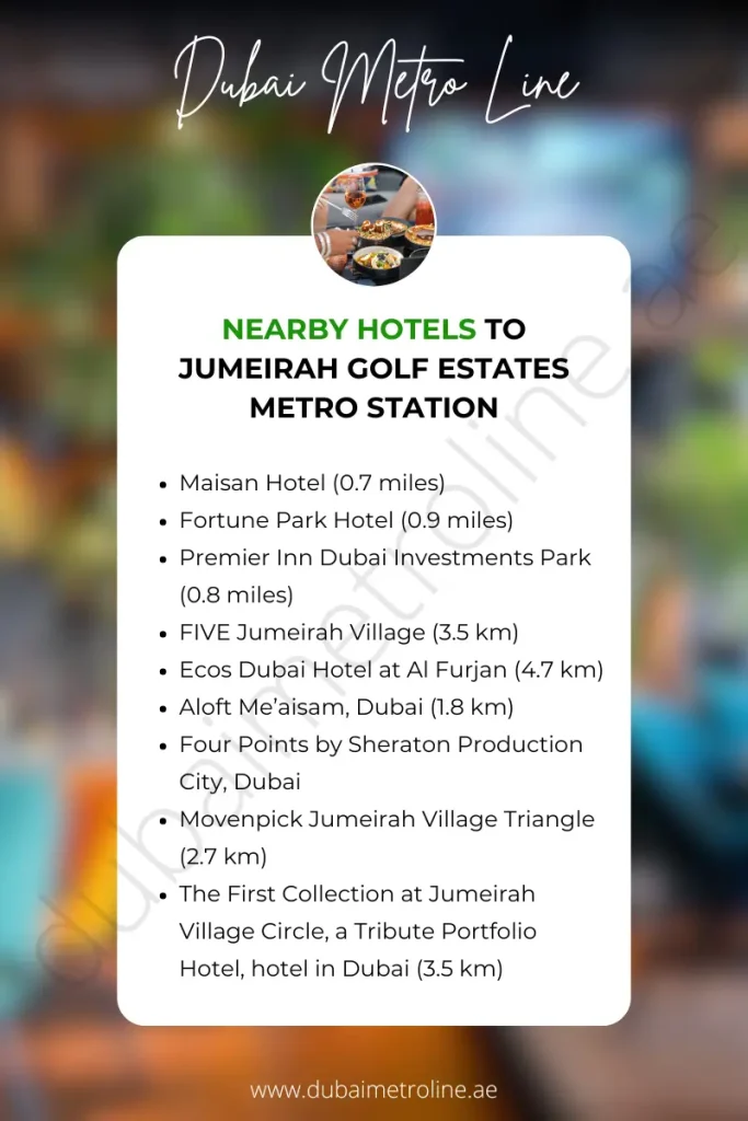 Nearby Hotels to Jumeirah Golf Estates Metro Station