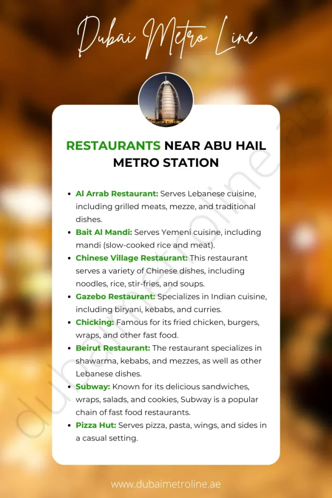 Restaurants Near Abu Hail Metro Station